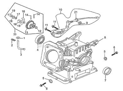 Crankcase Diagram and Parts List for 005723R0 (5132447)(2016) Generac Generator