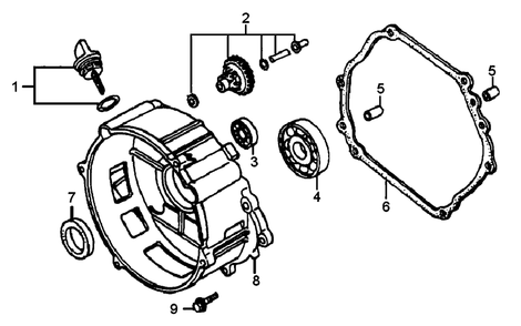 Crankcase Cover 1 Diagram and Parts List for 0064270 (7654565A)(2012) Generac Generator