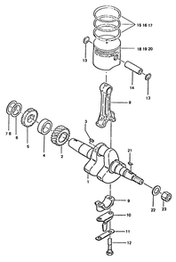 Crankshaft And Piston Diagram and Parts List for 8699-0  Generac Generator