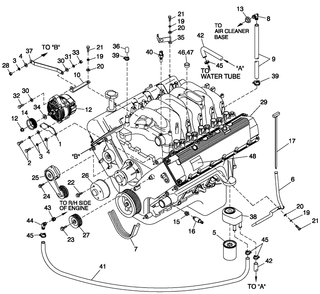 Engine Common Parts L/H Side Emissions Diagram and Parts List for QT15068AVAY (5526014)(2009) Generac Generator