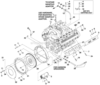Engine Common Parts R/H Side 6.8l G/B Cpl Diagram and Parts List for ST10068GNAN (5058717)(2008) Generac Generator