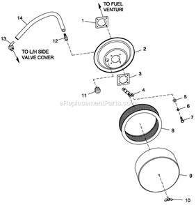 Ev Air Cleaner 3.0l G3 Diagram and Parts List for QT06030JVAN (5098532)(2008) Generac Generator