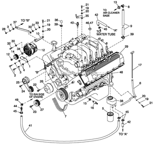 Engine Common Parts L/H Side (6.8l Cpl) Diagram and Parts List for QT13068KNAN (4885383)(2007) Generac Generator