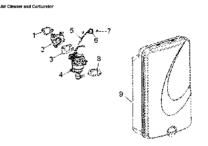 Air cleaner & carburetor Diagram and Parts List for 006673-0  Generac Generator
