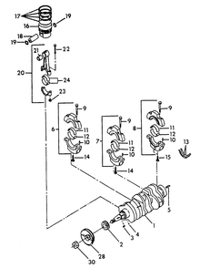 Crankshaft, Piston And Flywheel Diagram and Parts List for 8950-0  Generac Generator