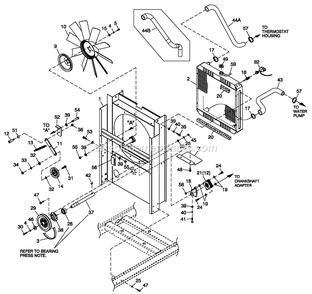 C2 Cooling Sytem And Fan Drive (1) Diagram and Parts List for ST06024GVSN (5265808)(2009) Generac Generator