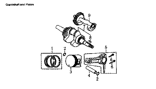 Crankshaft & piston Diagram and Parts List for GP6500E-5941-3  Generac Generator