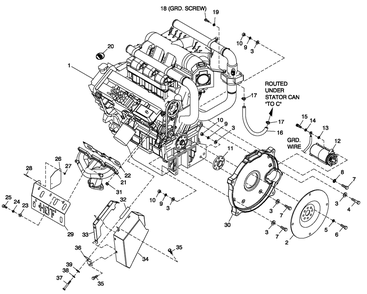 Engine Common Parts 3.0l G3 L/H Side Diagram and Parts List for QT06030ANSN (4361373 - 5017502)(2008) Generac Generator