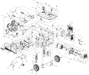 Part Location Diagram of 0J34740ST03 Generac Handle; hw portable black
