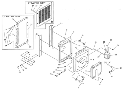 Radiator Diagram and Parts List for 0043730 (326497 - 3536030)(2014) Generac Generator