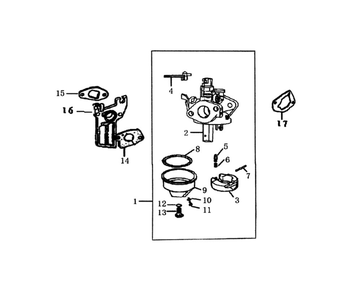 Carburetor Diagram and Parts List for 005993-0  Generac Pressure Washer