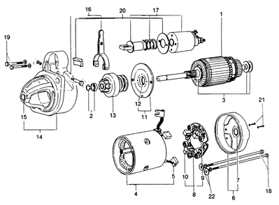 Starter Motor Diagram and Parts List for 1010-B  Generac Welder