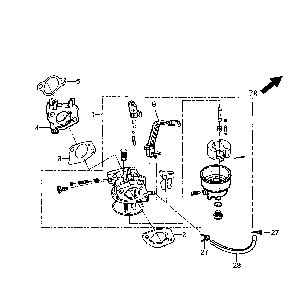 Carburetor Diagram and Parts List for GP7500E-5943-3  Generac Generator