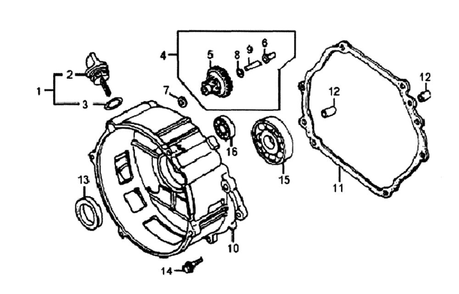 Crankcase Cover Diagram and Parts List for 005939-0  Generac Generator