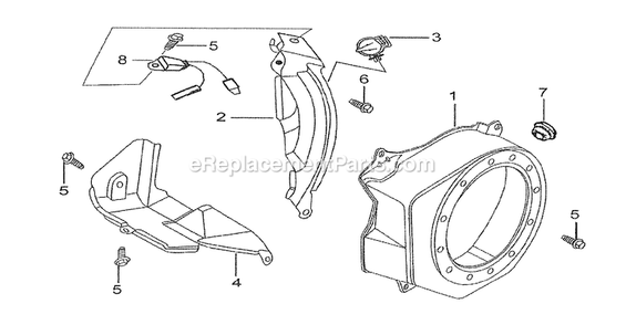 Fan Cover Diagram and Parts List for 005723R0 (5132447)(2016) Generac Generator