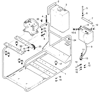 Mounting Base Diagram and Parts List for 1003-A  Generac Welder