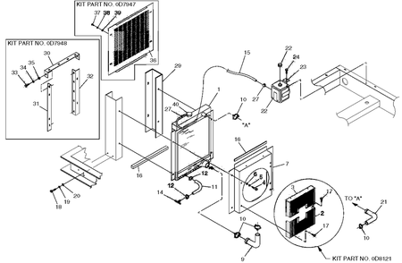 4.3l Radiator Diagram and Parts List for 0049140 (3728577 - 3731061)(2003) Generac Generator