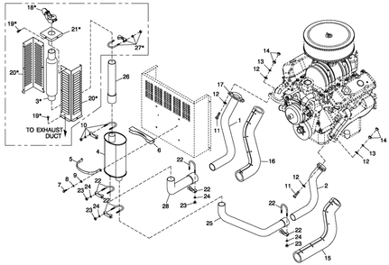 Muffler 3.9l Cpl Exhaust C4 Diagram and Parts List for QT07039AVSN (4166739 - 4225329)(2005) Generac Generator