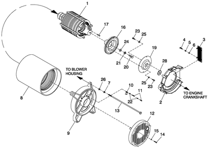 Alternator Common Parts Diagram and Parts List for 0053381 (4646775 - 4840025)(2007) Generac Generator