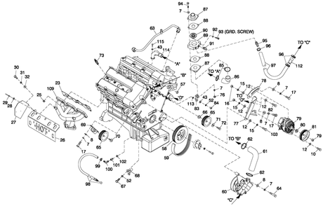 Engine Common Parts 3.0l G3 Ls Diagram and Parts List for ST06030AVSN (4949088 - 4962462)(2008) Generac Generator