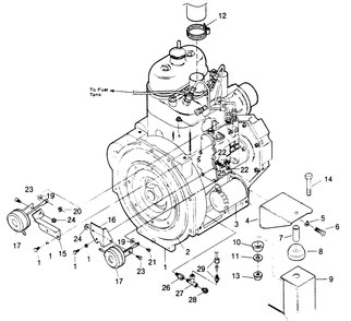 Engine Parts - Injection Pump Side Diagram and Parts List for 1010-B  Generac Welder