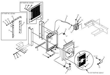 4.3l Radiator Diagram and Parts List for 0043736 (3704503)(2003) Generac Generator