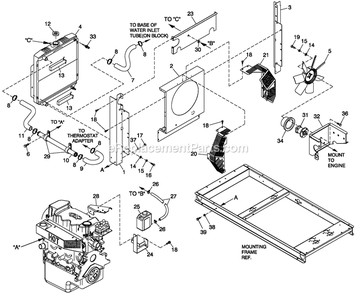 Cooling System 1.6l C1 Diagram and Parts List for QT02016GNSN (5059275)(2008) Generac Generator