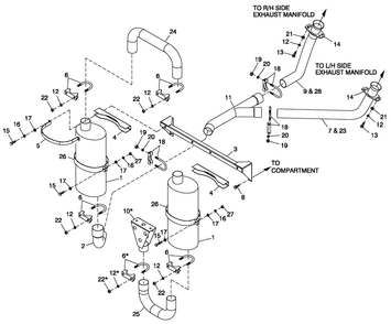 Muffler Exhaust Diagram and Parts List for HT04542ANAX (6264225)(2011) Generac Generator
