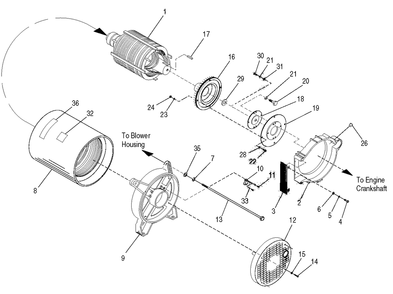 Generator Diagram and Parts List for 0044741 (3580728 - 3694588)(2014) Generac Generator