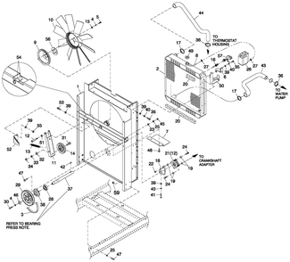 C2 Cooling System And Fan Drive Diagram and Parts List for QT02524ANNNA (6931603 - 7172830)(2012) Generac Generator