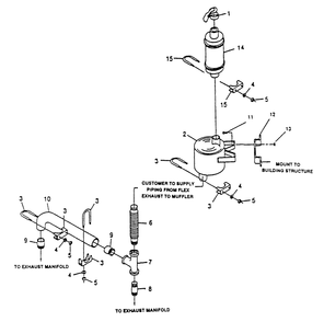 Engine Exhaust System Diagram and Parts List for 9657-0  Generac Generator