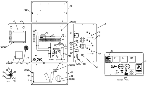 Control Panel 4.3l Diagram and Parts List for 0047481 (3768061 - 3813080)(2003) Generac Generator