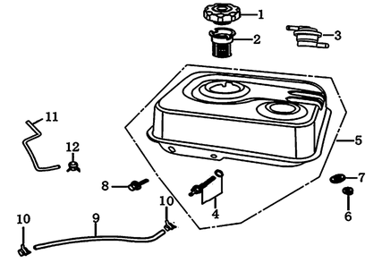 Fuel Tank Diagram and Parts List for 0065490 (9137065 - 9924595)(2015) Generac Generator