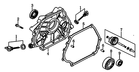 Crankcase Cover Diagram and Parts List for 0064330 (8363126 - 9498381)(2015) Generac Generator