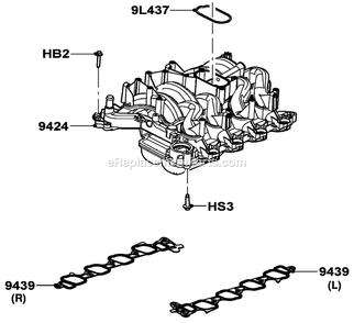 Gas Engine Intake Manifold Diagram and Parts List for LT05554GVSNA (GXB00827 - )(2010) Generac Generator