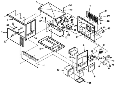 Enclosure Diagram and Parts List for 0865-0 8kw Generac Generator