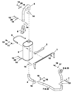 Muffler Exh 2.4l G2 Turbo Diagram and Parts List for QT06024ANSN (5147588 - 5307536)(2009) Generac Generator