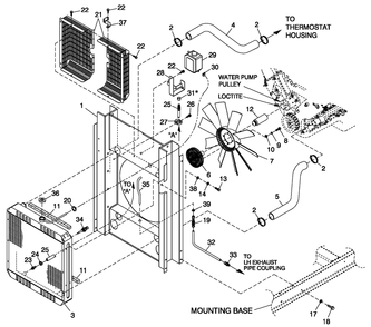 C3 Cooling System And Fan Drive Diagram and Parts List for QT05554ANSN (4169523 - 4188696)(2005) Generac Generator