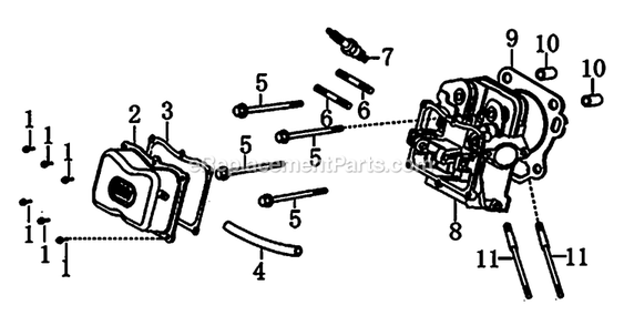 Cylinder Head Diagram and Parts List for 0060392 (7613625A - 8455517A)(2013) Generac Generator