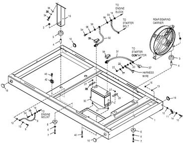 Mounting Base Diagram and Parts List for 0049920 (3824977 - 4104345)(2007) Generac Generator