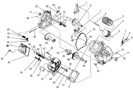 Engine 1 Diagram and Parts List for 0046752 (3772239 - 3992206)(2014) Generac Generator