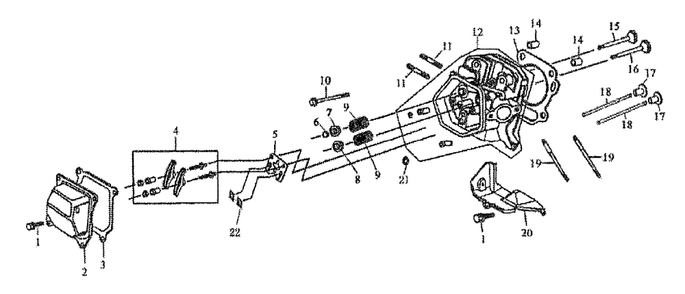 Cylinder Head Diagram and Parts List for 0061040 (5854831B - 6892387B)(2015) Generac Generator