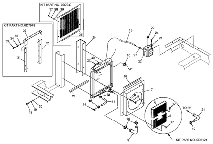 4.3l Radiator Diagram and Parts List for 0043733 (3705592)(2014) Generac Generator