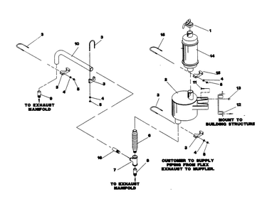 Engine Exhaust System Diagram and Parts List for 9657-2  Generac Generator