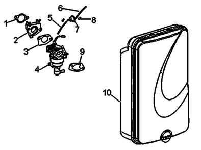 Carburetor And Air Cleaner 2 Diagram and Parts List for 0064270 (7654565A)(2012) Generac Generator