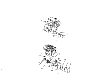 Carburetor/Oil Filter Diagram and Parts List for EHC00955  Generac Engine