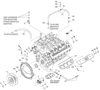 Engine Common Parts R/H Side 5,4l Cpl Diagram and Parts List for QT10054ANSN (4249957 - 4256817)(2005) Generac Generator