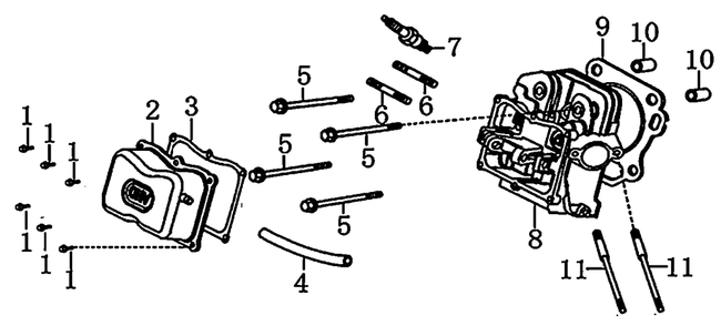 Cylinder Head Diagram and Parts List for 0059451 (7442620A - 8094139A)(2013) Generac Generator