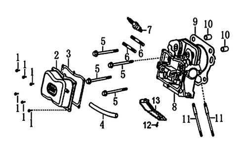 Cylinder Head Diagram and Parts List for 0065150 (8305070A - 8328842A)(2013) Generac Generator