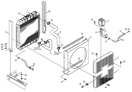Radiator Diagram and Parts List for 0051001 (1705V02780 - 3305V03353)(2005) Generac Generator
